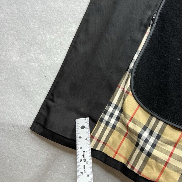 Burberry Trench Coat Womens 8 Black Full Length Nova Check Removable Lining - Picture 3 of 16